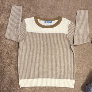 Koret Neutral Two-Tone Knit Sweater - Cream & Tan
